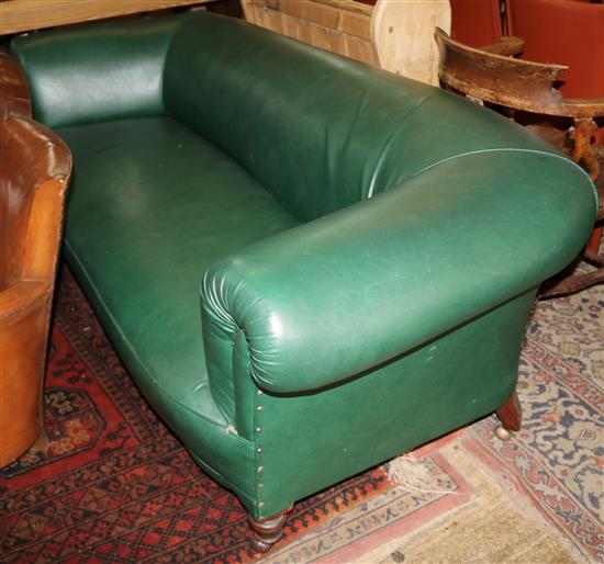 Green leather sofa